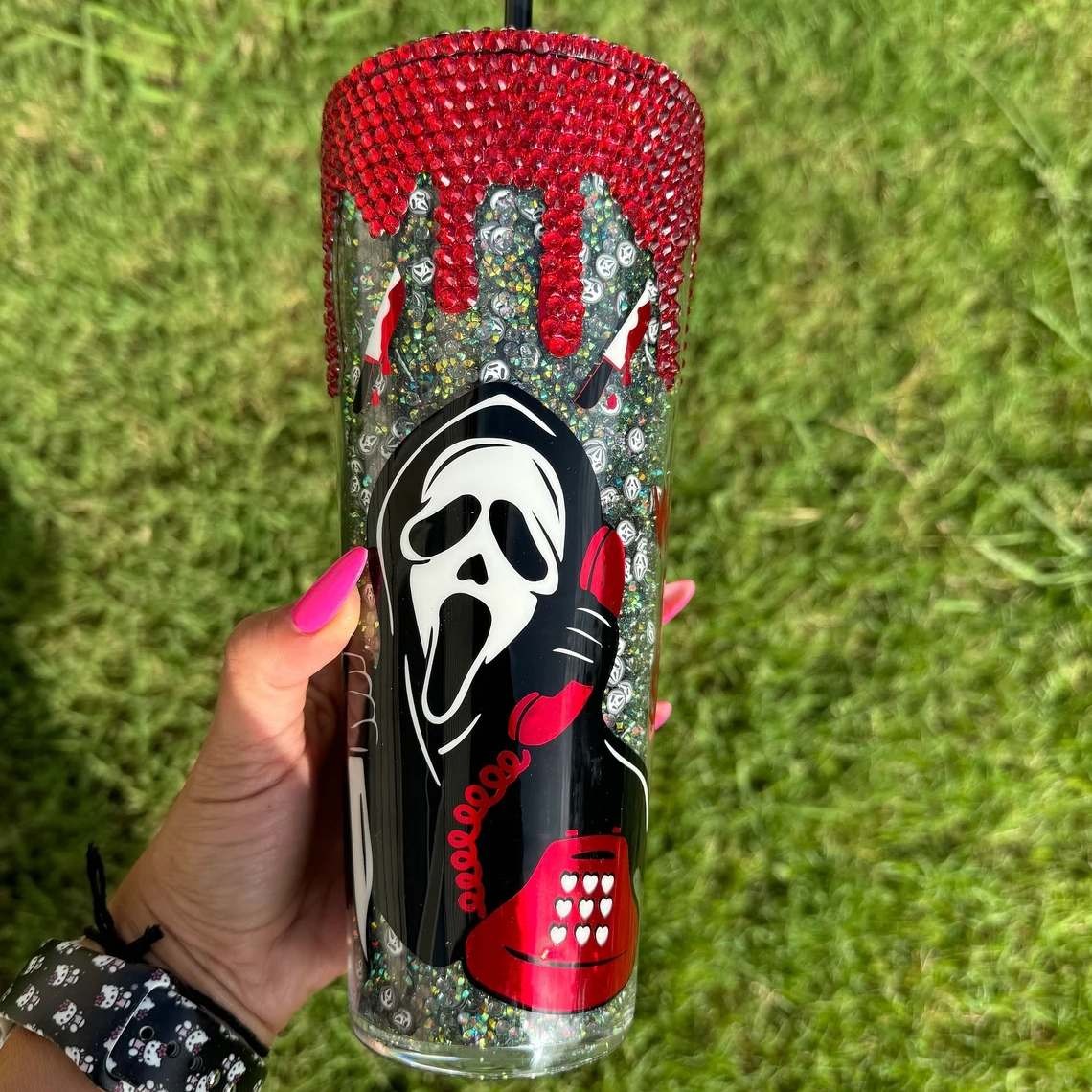 Ghostface Rhinestone Tumbler