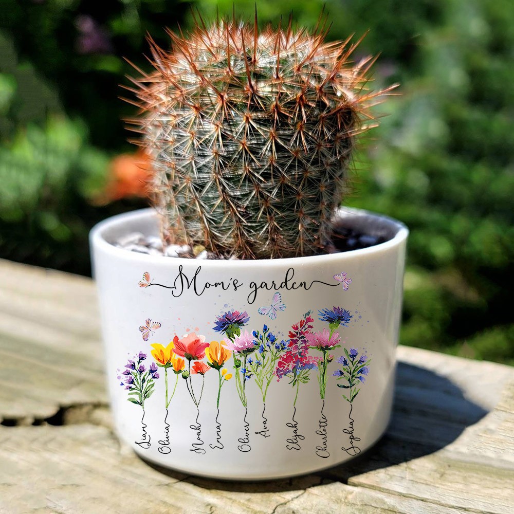 Custom Birth Month Flower Grandma's Garden Pot For Mom Grandma Mother's Day Gift